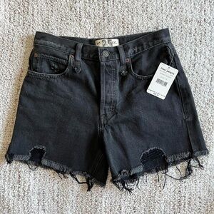 Free People Black Denim Shorts